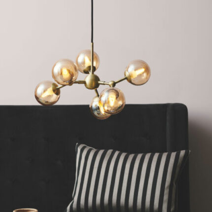 736560 Atom chandelier O45 amber LIFESTYLE