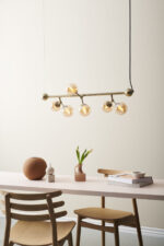 738779 Atom horizontal chandelier amber LIFESTYLE