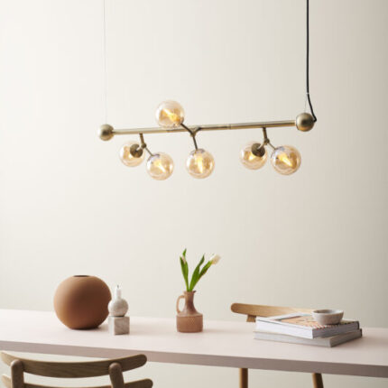 738779 Atom horizontal chandelier amber LIFESTYLE