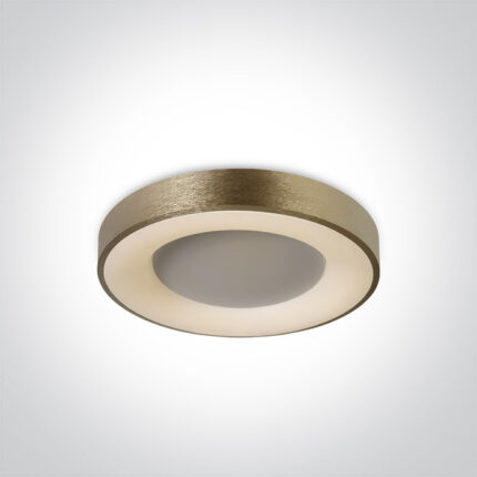 Led valgusti, LED laevalgusti, LED laelamp 62182 ONE Light. Korpuse värvid: matt kuldne, matt must, matt pruun. 40W LED dekoratiivne laelamp, IP20, sobib elu- ja äriruumidesse. Värvitemperatuur 3000K; Lumen Väljund 3400lm; Valgusefektiivsus 85lm/W. Kõrgus 87 mm; Läbimõõt 480 mm.
