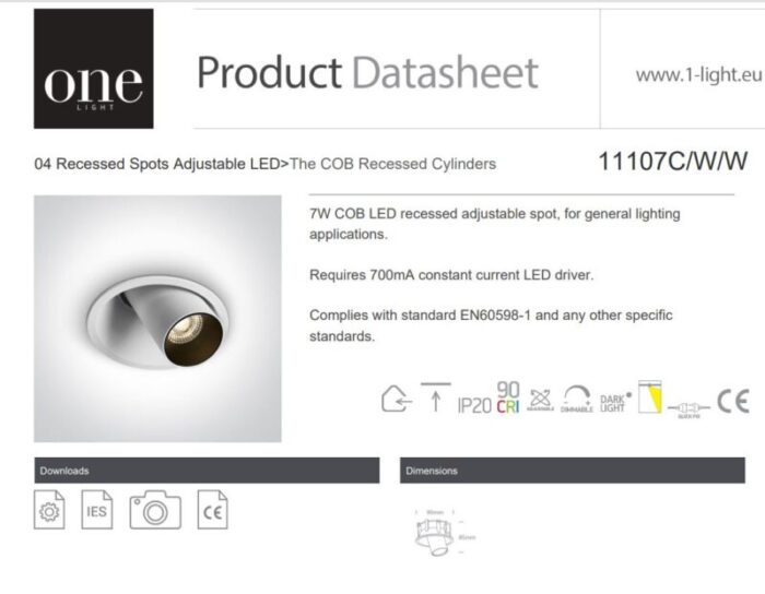 OneLight LED Spot 11107C B LightConcept skeem