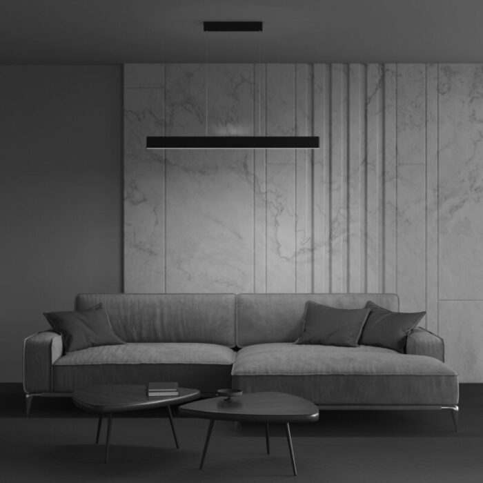 Rippvalgusti, ripplamp Step P010PL-L30B. Maytoni, Saksamaa. LED 30W. Valgustemperatur: 3000K. Kaitseaste: IP 20. Kõrgus: 8 cm. Laius 4 cm. Sügavus 119 cm. Korpuse materjal: Metall Värv: Must.