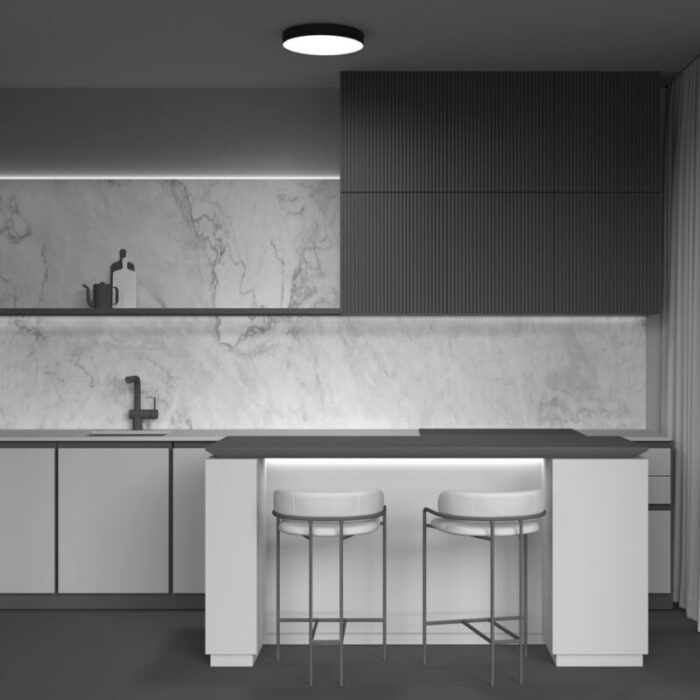 Laevalgusti, laelamp Zon C032CL. Maytoni, Saksamaa. LED 45W. Valgustemperatur: 4000K. Valgusvoog 3900lm. Värv: Valge või Must. Kaitseaste: IP 20.  Diameter 40 cm. Sügavus 5.5cm. Korpuse materjal: Alumiinium ja plast