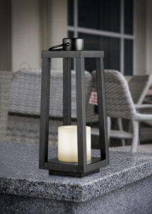 Decorative lantern, simple decoration in a cozy city cafe