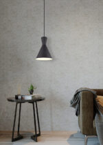 Living interior with sofa, lamp and coffee table, 3d render