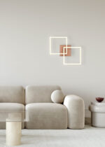 living room in beige tones with a stylish sofa, a glass table…