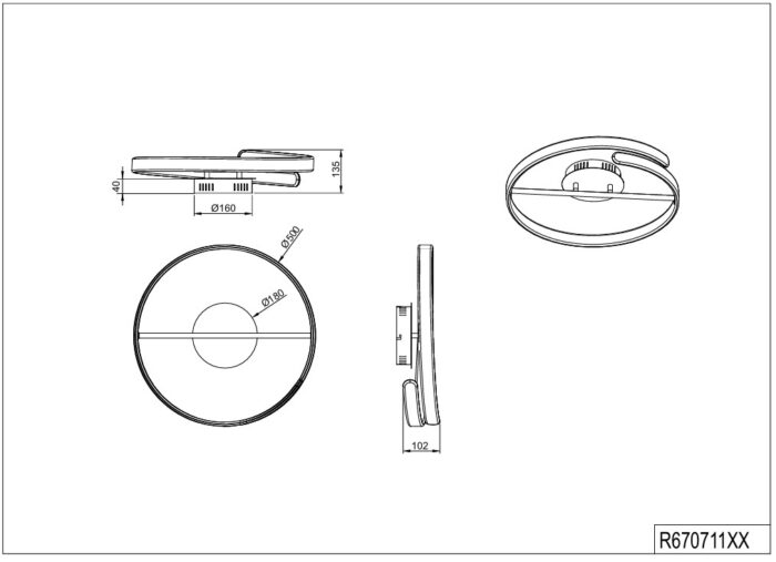 Laevalgusti LED 4000K Parma R67071106 LightConcept skeem