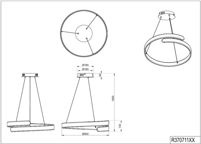 Rippvalgusti LED 4000K Parma R37071106 A LightConcept skeem