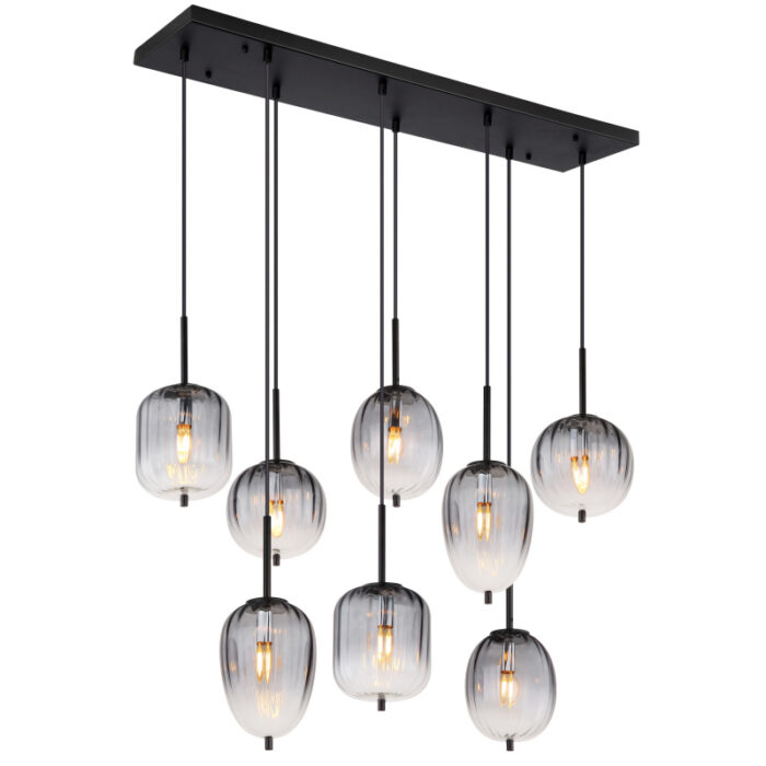 rippvalgusti Attila 15215 8 GLOBO 8 pirni E14 40W Kõrgus 120cm Must Suitsuklaas Light Concept 1