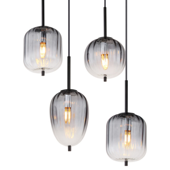 rippvalgusti Attila 15215 8 GLOBO 8 pirni E14 40W Kõrgus 120cm Must Suitsuklaas Light Concept 4