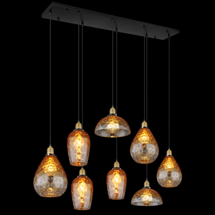 rippvalgusti Attila 15786 8H GLOBO 8 pirni E27 60W Kõrgus 130cm Must Merevaik Light Concept 3