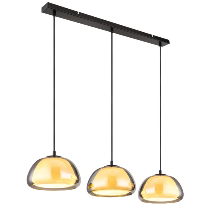 rippvalgusti Jella 15743 3H GLOBO 3 pirni E14 40W Kõrgus 120cm Must Suitsuklaas Light Concept